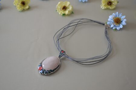 КОЛИЕ модел 606 с розов Кварц